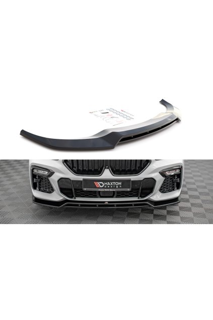 Maxton Design spoiler pod přední nárazník ver.2 pro BMW X6 G06 /M-Pack, černý lesklý plast ABS