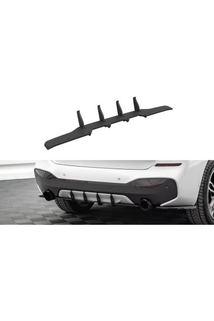 Maxton Design "Street Pro" difuzor zadního nárazníku pro BMW X1 F48 /M-Pack, plast ABS bez povrchové úpravy, s černou a červenou linkou