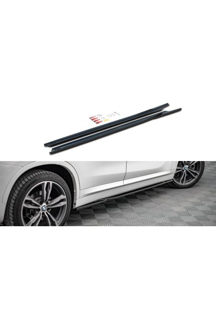 Maxton Design difuzory pod boční prahy pro BMW X1 F48 /M-Pack, černý lesklý plast ABS