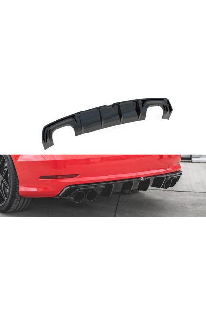 Maxton Design vložka zadního nárazníku pro Audi S3 8V, černý lesklý plast ABS