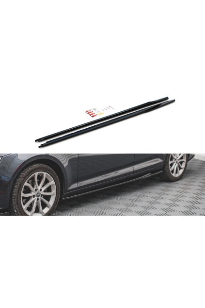 Maxton Design difuzory pod boční prahy pro Audi A4 B9, carbon-Look