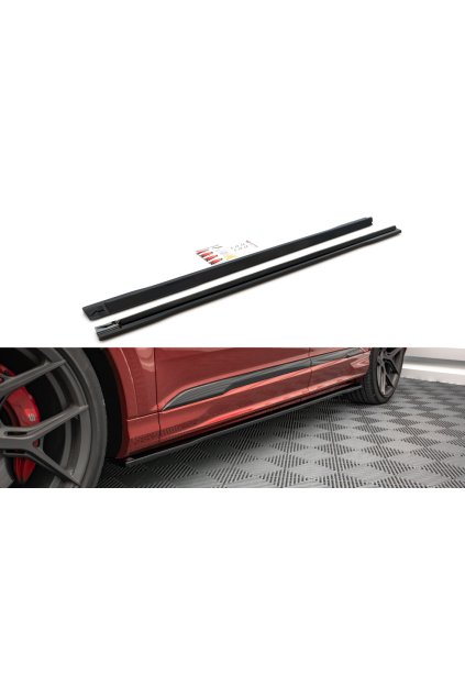 Maxton Design difuzory pod boční prahy pro Audi SQ7 Mk2 Facelift, černý lesklý plast ABS