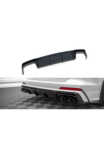 Maxton Design vložka zadního nárazníku pro Audi S6 C8, černý lesklý plast ABS