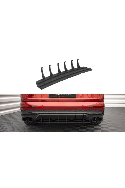 Maxton Design "Street Pro" difuzor zadního nárazníku pro Audi Q7 Mk2 S-Line Facelift, plast ABS bez povrchové úpravy, s černou a červenou linkou