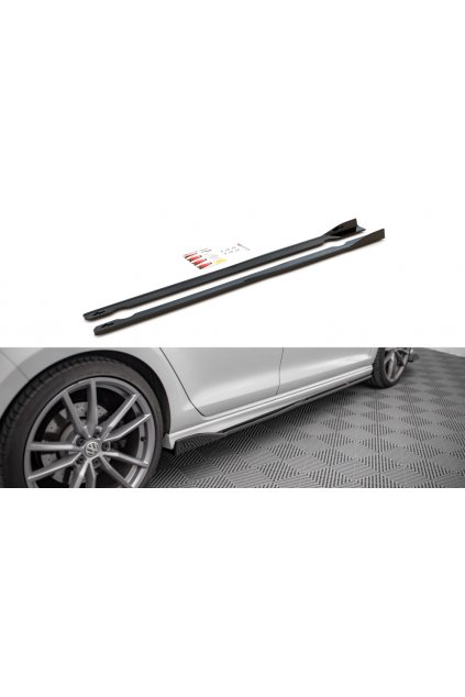 Maxton Design difuzory pod boční prahy ver.2 pro Volkswagen Golf R Mk7, černý lesklý plast ABS