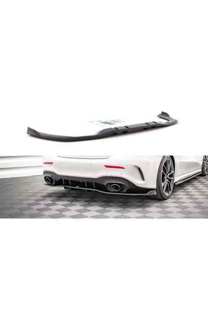 Maxton Design středový spoiler pod zadní nárazník s žebrováním v.2 pro Mercedes třída A W177 A35 AMG, carbon-Look