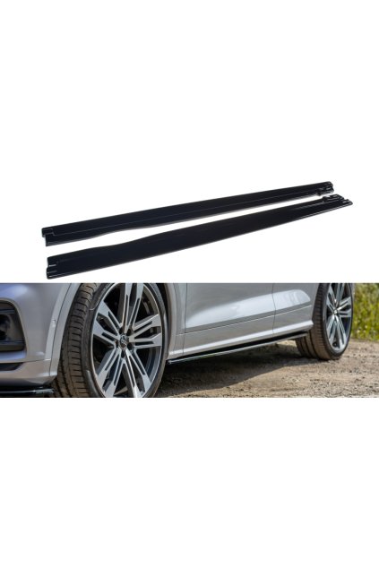 Maxton Design difuzory pod boční prahy pro Audi Q5 Mk2 S-Line, černý lesklý plast ABS