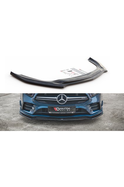 Maxton Design spoiler pod přední nárazník ver.2 pro Mercedes třída A W177 A35 AMG Aero, černý lesklý plast ABS