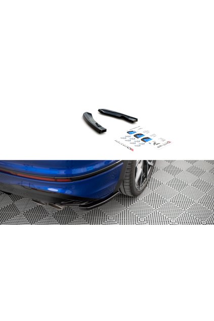 Maxton Design boční difuzory pod zadní nárazník pro Volkswagen Tiguan R Mk2 Facelift, černý lesklý plast ABS