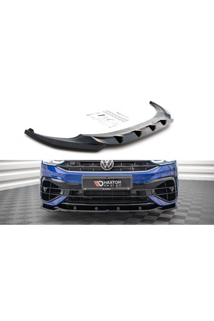 Maxton Design spoiler pod přední nárazník ver.3 pro Volkswagen Tiguan R Mk2 Facelift, černý lesklý plast ABS