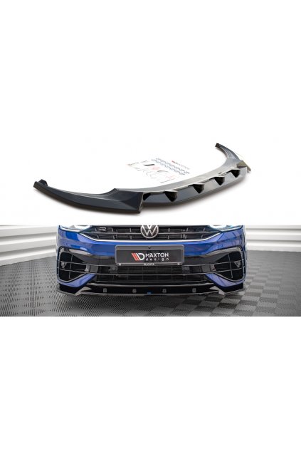 Maxton Design spoiler pod přední nárazník ver.2 pro Volkswagen Tiguan R Mk2 Facelift, černý lesklý plast ABS