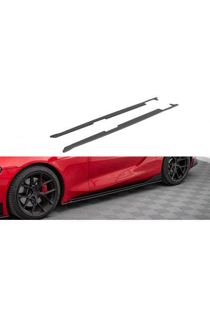 Maxton Design "Street Pro" difuzory pod boční prahy pro Toyota Supra Mk5, plast ABS bez povrchové úpravy, s červenou linkou