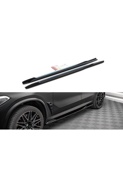 Maxton Design difuzory pod boční prahy pro BMW X5 M G05, černý lesklý plast ABS