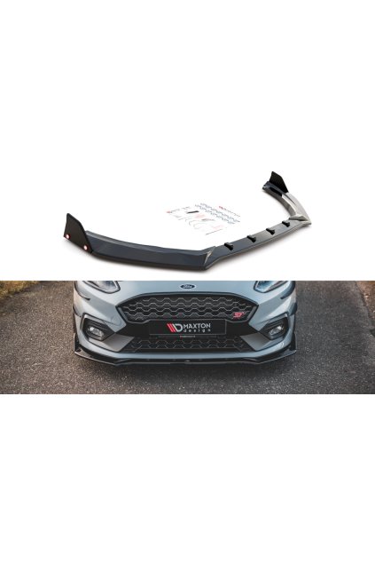 Maxton Design spoiler pod přední nárazník s křidélky ver.4 pro Ford Fiesta ST Mk8, carbon-Look