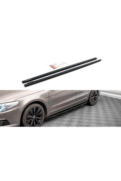 Maxton Design difuzory pod boční prahy ver.2 pro Volkswagen CC, černý lesklý plast ABS