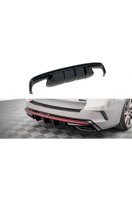 Maxton Design vložka zadního nárazníku pro Škoda Octavia RS Mk4, Mk4 Facelift, černý lesklý plast ABS, Liftback / Combi