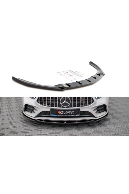 Maxton Design spoiler pod přední nárazník ver.5 pro Mercedes třída A W177 AMG-Line, černý lesklý plast ABS