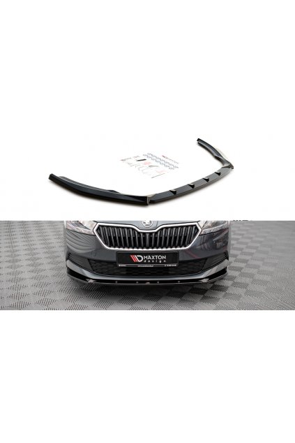 Maxton Design spoiler pod přední nárazník pro Škoda Fabia MK3 Facelift, černý lesklý plast ABS