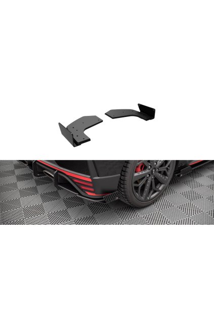 Maxton Design "Street Pro" boční difuzory pod zadní nárazník s křidélky pro Hyundai i20 N Mk3, plast ABS bez povrchové úpravy, s červenou linkou