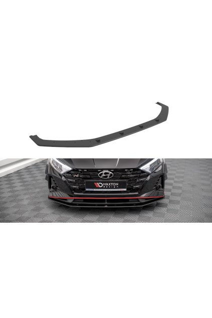 Maxton Design "Street Pro" spoiler pod přední nárazník pro Hyundai i20 N Mk3, plast ABS bez povrchové úpravy, s červenou linkou