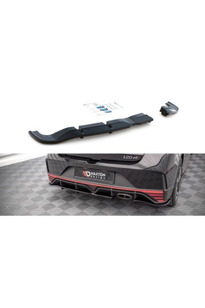 Maxton Design středový spoiler pod zadní nárazník s žebrováním pro Hyundai i20 N Mk3, plast ABS bez povrchové úpravy