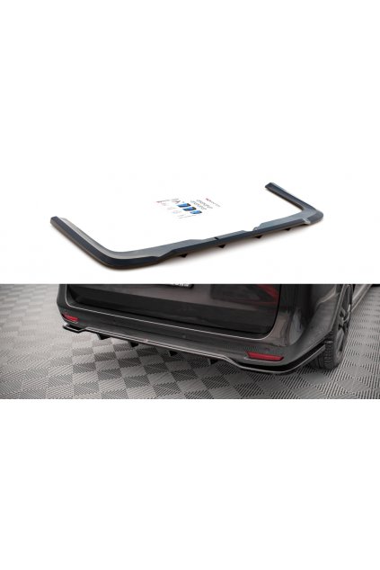 Maxton Design středový spoiler pod zadní nárazník s žebrováním pro Mercedes třída V W447F, černý lesklý plast ABS, AMG-Line