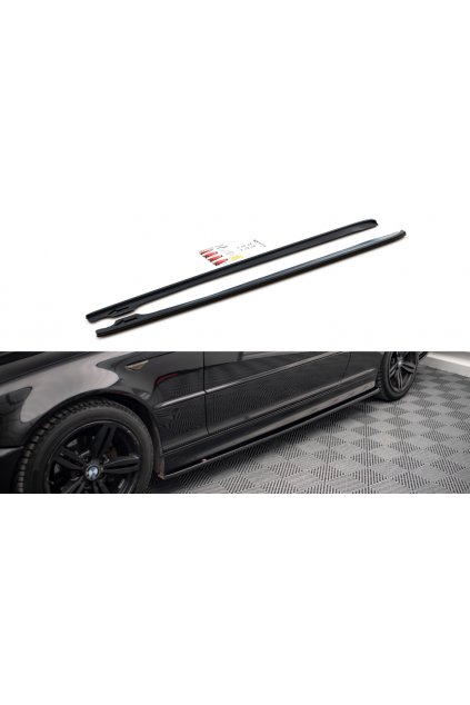 Maxton Design difuzory pod boční prahy ver.2 pro BMW řada 3 E46, černý lesklý plast ABS, Coupe M-Pack
