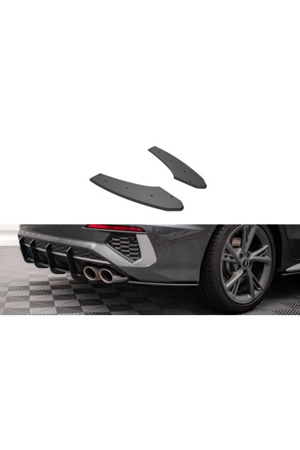 Maxton Design "Street Pro" boční difuzory pod zadní nárazník pro Audi S3 8Y Sedan, plast ABS bez povrchové úpravy, s červenou linkou