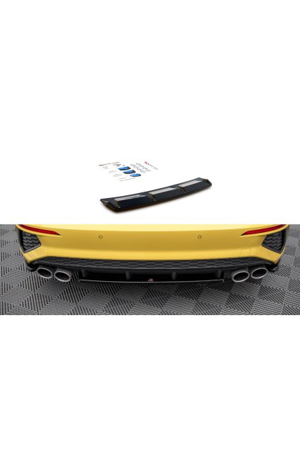 Maxton Design středový spoiler pod zadní nárazník pro Audi S3 8Y Sedan, černý lesklý plast ABS