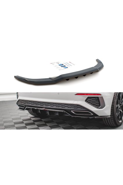 Maxton Design středový spoiler pod zadní nárazník s žebrováním pro Audi A3 8Y, černý lesklý plast ABS, S-Line