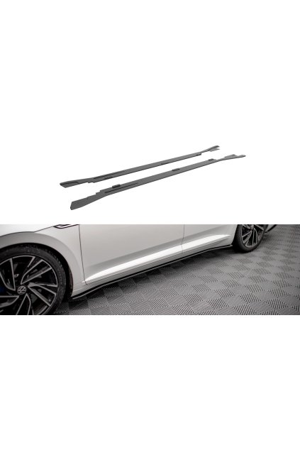 Maxton Design "Street Pro" difuzory pod boční prahy ver.2 pro Volkswagen Arteon R, plast ABS bez povrchové úpravy, s červenou linkou