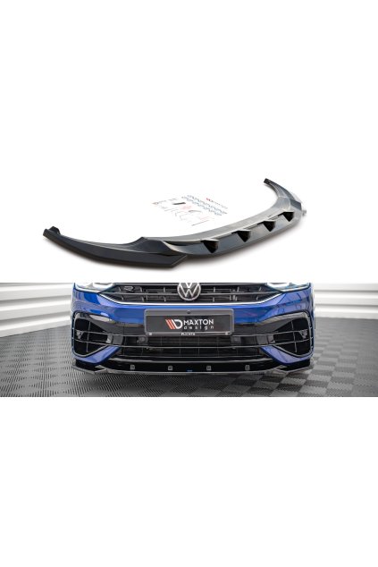 Maxton Design spoiler pod přední nárazník ver.3 pro Volkswagen Tiguan Mk2 R-Line Facelift, černý lesklý plast ABS