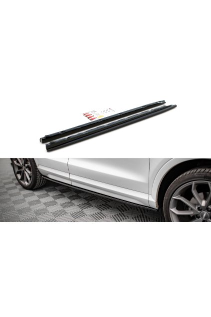 Maxton Design difuzory pod boční prahy pro Audi Q3 8U Facelift S-Line, černý lesklý plast ABS