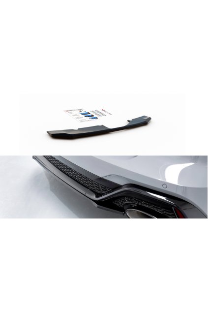 Maxton Design středový spoiler zadního nárazníku pro Audi RS7 C8, černý lesklý plast ABS