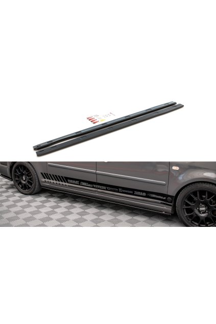 Maxton Design difuzory pod boční prahy pro Volkswagen Caddy Mk3 Facelift, černý lesklý plast ABS, pro verzi Long