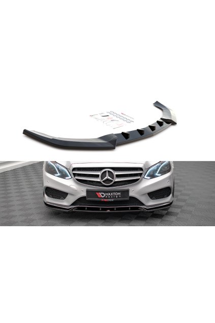 Maxton Design spoiler pod přední nárazník ver.2 pro Mercedes třída E W212 Facelift/AMG- Line/Sedan, černý lesklý plast ABS