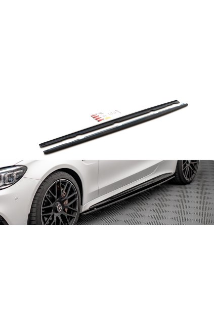 Maxton Design difuzory pod boční prahy pro Mercedes třída C W205 Facelift/63 AMG/Coupe, černý lesklý plast ABS