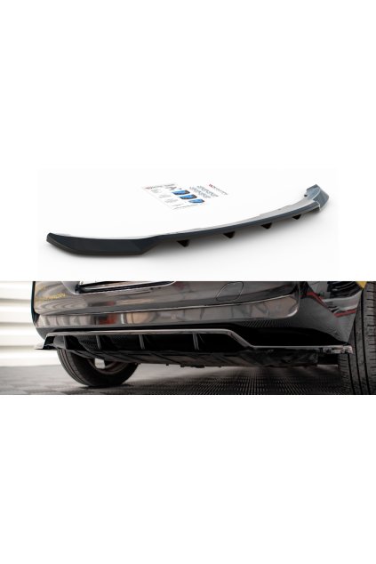 Maxton Design středový spoiler pod zadní nárazník s žebrováním pro BMW i3 Mk1 Facelift, černý lesklý plast ABS