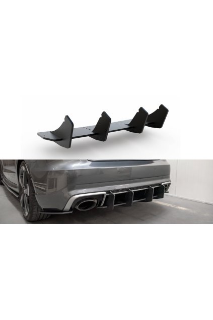 Maxton Design "Racing durability" zadní difuzor ver.2 pro Audi RS3 8V, plast ABS bez povrchové úpravy, s černou a červenou linkou