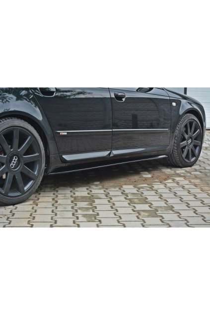 Maxton Design difuzory pod boční prahy pro Audi S4 B6, B7, černý lesklý plast ABS