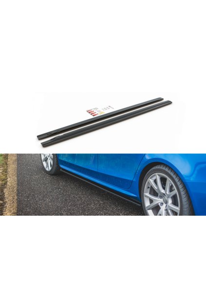 Maxton Design difuzory pod boční prahy pro Audi S4 B8, carbon-Look, vč. faceliftu