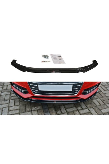 Maxton Design spoiler pod přední nárazník ver.1 pro Audi S4 B9, černý lesklý plast ABS