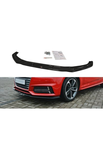Maxton Design spoiler pod přední nárazník ver.2 pro Audi S4 B9, černý lesklý plast ABS