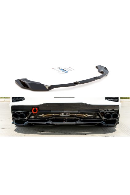 Maxton Design středový spoiler zadního nárazníku pro Chevrolet Corvette C8, černý lesklý plast ABS