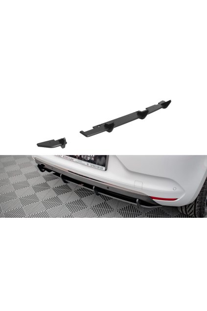 Maxton Design "Street Pro" difuzor zadního nárazníku pro Renault Clio Mk5, plast ABS bez povrchové úpravy, s černou a červenou linkou