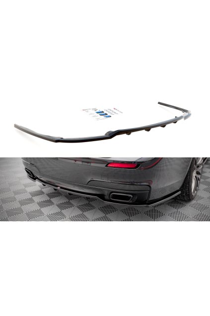 Maxton Design středový spoiler pod zadní nárazník s žebrováním pro BMW řada 7 F01 /M-Pack, plast ABS bez povrchové úpravy