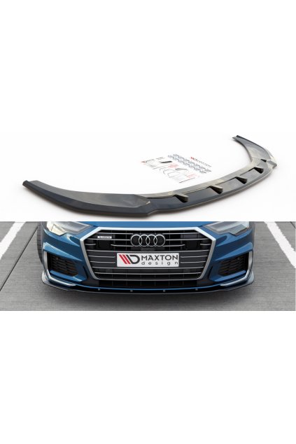 Maxton Design spoiler pod přední nárazník ver.2 pro Audi S6 C8, černý lesklý plast ABS