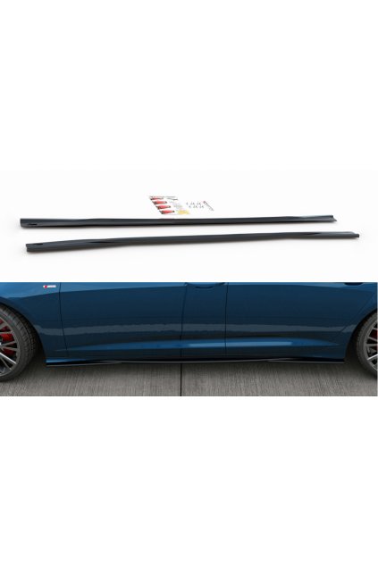 Maxton Design difuzory pod boční prahy pro Audi S6 C8, černý lesklý plast ABS