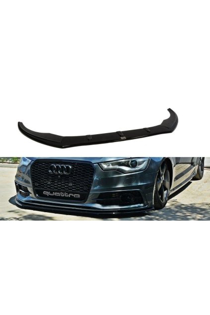 Maxton Design spoiler pod přední nárazník ver.1 pro Audi S6 C7, černý lesklý plast ABS