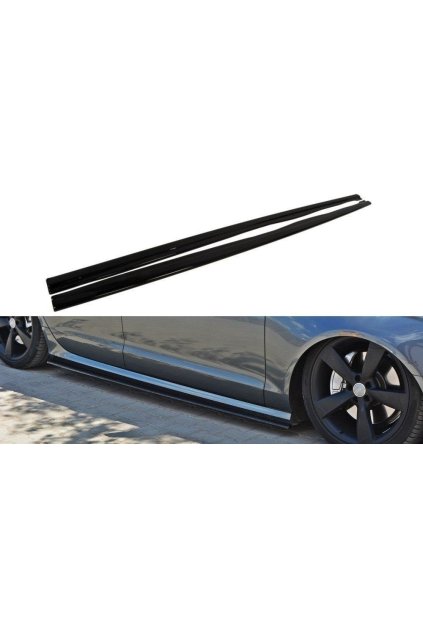 Maxton Design difuzory pod boční prahy pro Audi S6 C7, černý lesklý plast ABS